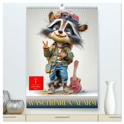 Waschbären Alarm (hochwertiger Premium Wandkalender 2027 DIN A2 hoch), Kunstdruck in Hochglanz