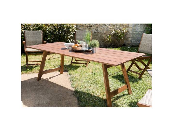 Table rectangulaire pliante 220x90x73 cm en acacia - TUINY