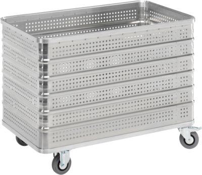 Transportwagen aus Aluminium, ohne Deckel, 430 l, gelocht