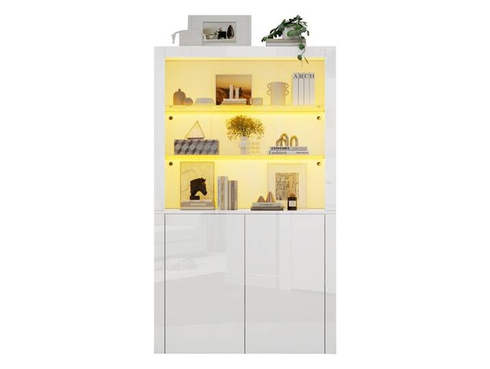 Vitrine LED blanche 100 x 35 x 170 cm verre trempé