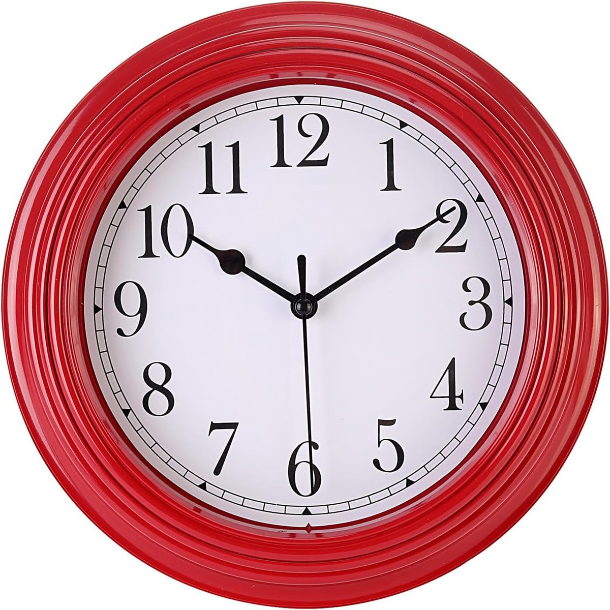 SnelShoppen Retro Wandklok 9 Inch - Decoratief en Stil - Cherry Rood
