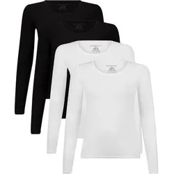 BAMBOO BASICS Bamboo basics Damen T-Shirt, 4er Pack - LARA Longsleeve, Unterhemd, Rundhals, uni, Größe S in Schwarz Schwarz