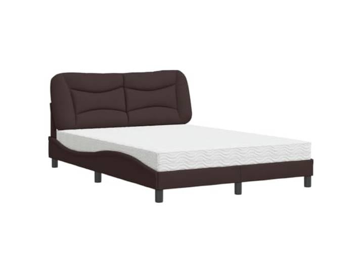 KTHLBRH Bett mit Matratze Hvar Dunkelbraun 120 x 200 cm Stoff Lattenrost aus Sperrholz, Kopfteil mit Kissen aus PP-Faser, Matratze aus 3-lagigem 22D-Polyurethan-Schaumstoff