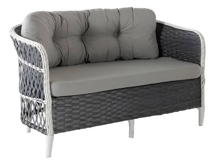 JVmoebel Sessel 2Sitzer-Sofa Grau Moderner Stil Metallrahmen Kunstrattan Weiches Sofa (1-St)