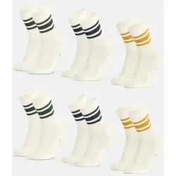 TENNIS CREW SOCKEN - 6-Pack - Offwhite/Dunkelgrün | Offwhite/Marineblau | Offwhite/Senf - 35-38