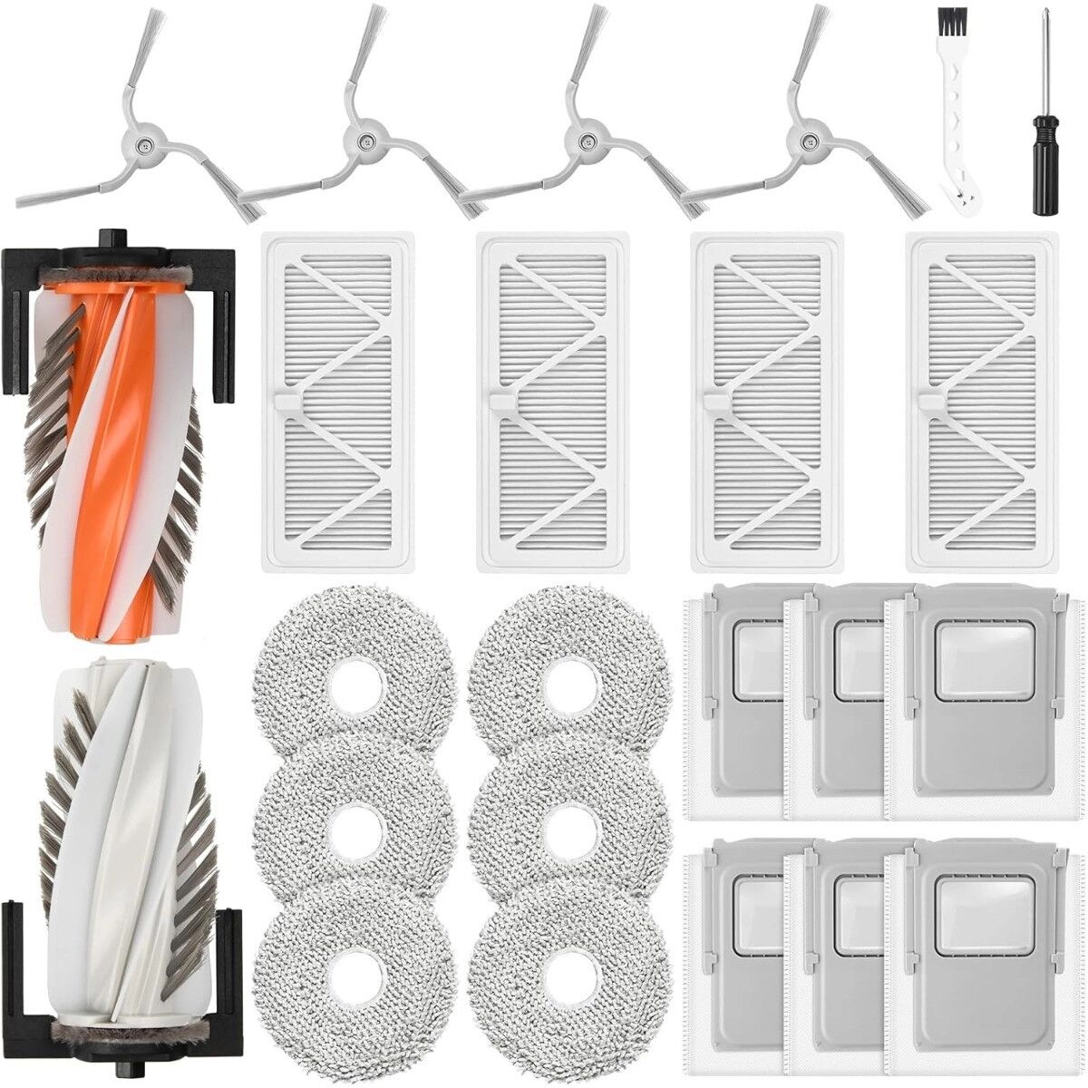 INF 24-teiliges Ersatzteil-Set für Saugroboter, kompatibel mit DJI ROMO, Romo P, Romo A   Haupt- & Seitenbürsten, HEPA-Filter,