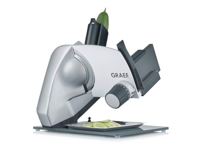 GRAEF Allesschneider S52200 silber Universale Schneidemaschine für die Küche Brotschneidemaschine freitragende Schneidemaschine mit Kippfunktion