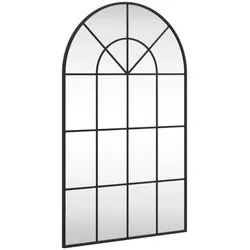 vidaXL Wandspiegel Schwarz 60x100 cm Gewölbt Eisen