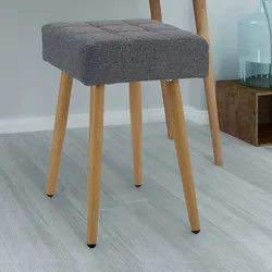 Kleiner Polsterhocker im Skandi Design Anthrazit und Eiche Holzoptik