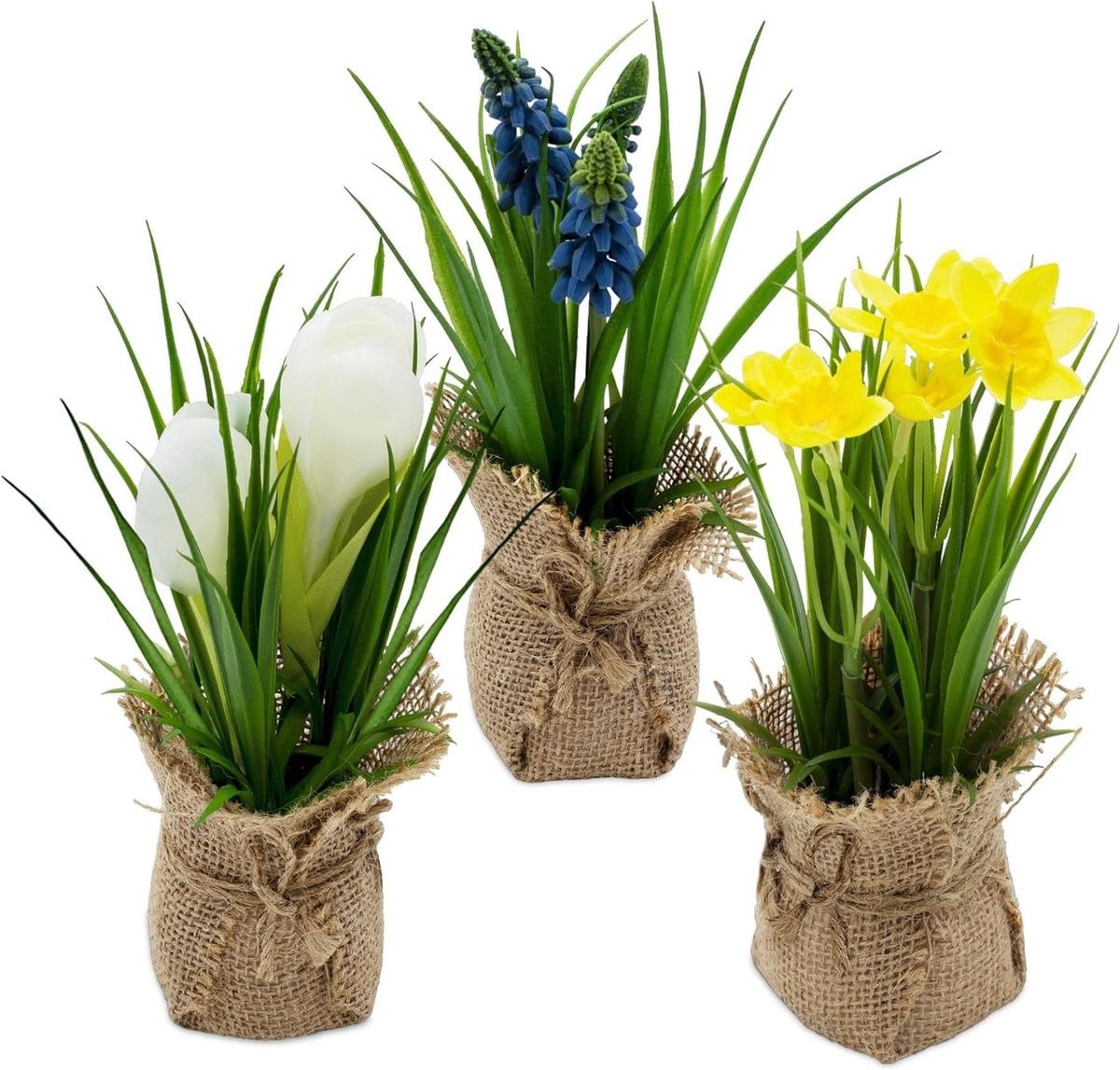 Set van 3 decoratieve kunstbloemen in multicolor voor woonkamer decoratie
