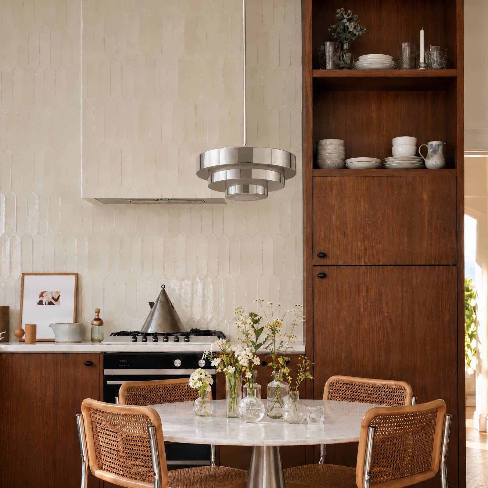 Hängelampe Tivra Lindby, dimmbar, chrom / silber, für Wohn- / Esszimmer, Metall, Design, Pendelleuchte