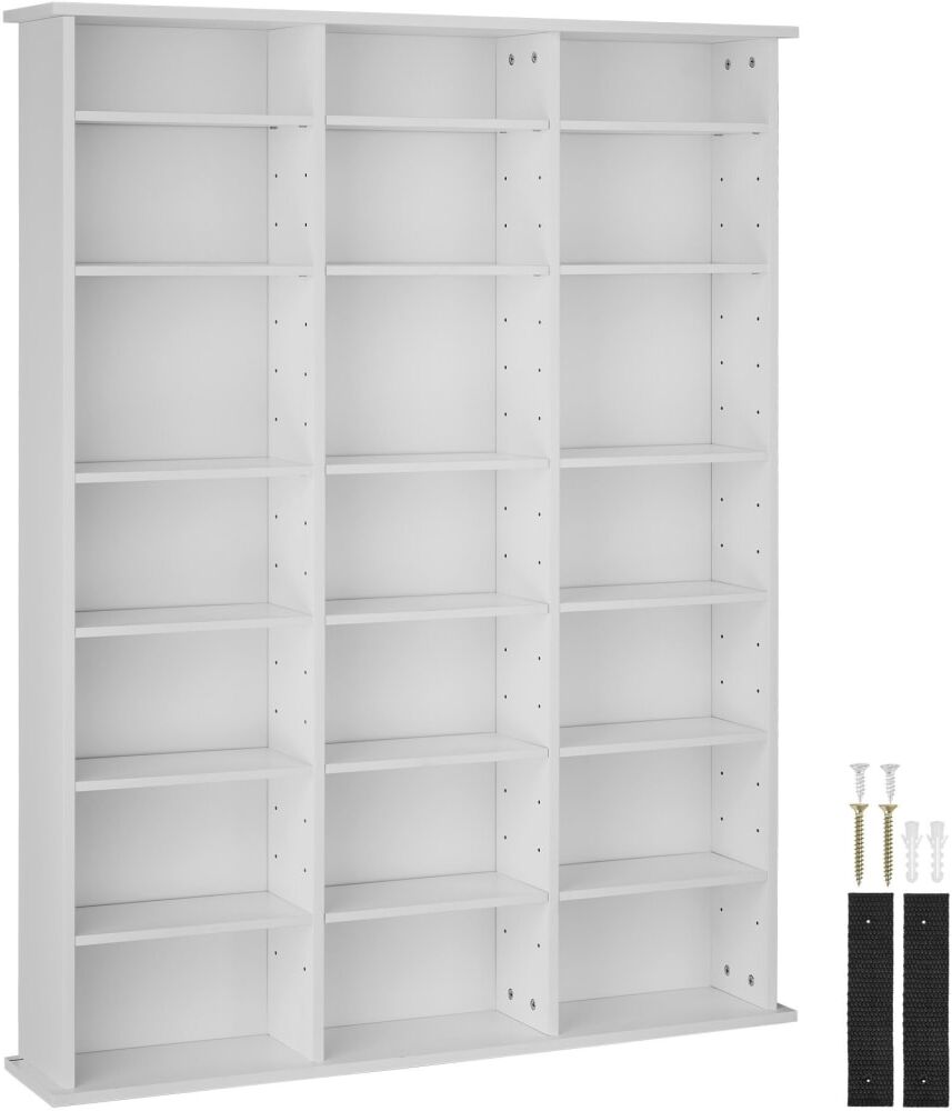 Tectake Estantería para cd y estantes regulables 105,5x19x136,5cm blanco mate