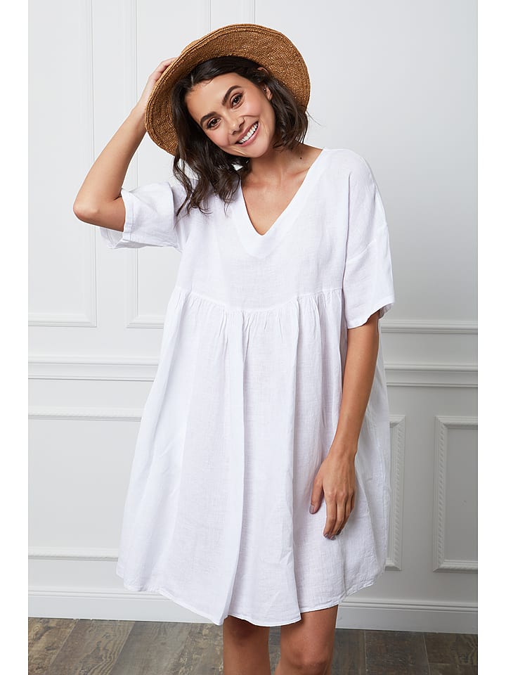 Fleur de Lin Leinen-Kleid "Etsy" in Weiß - S