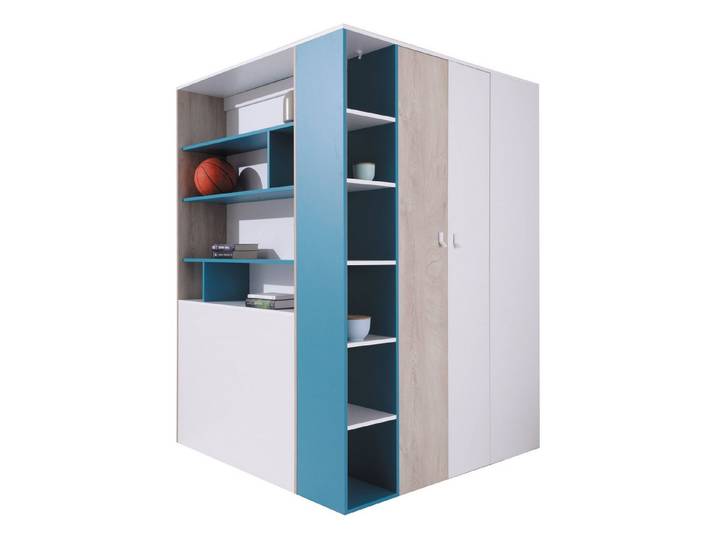 MIRJAN24 Kleiderschrank Planet 01 L / P (mit zwei Drehtüren) Beleuchtung als Option, Kleiderstange