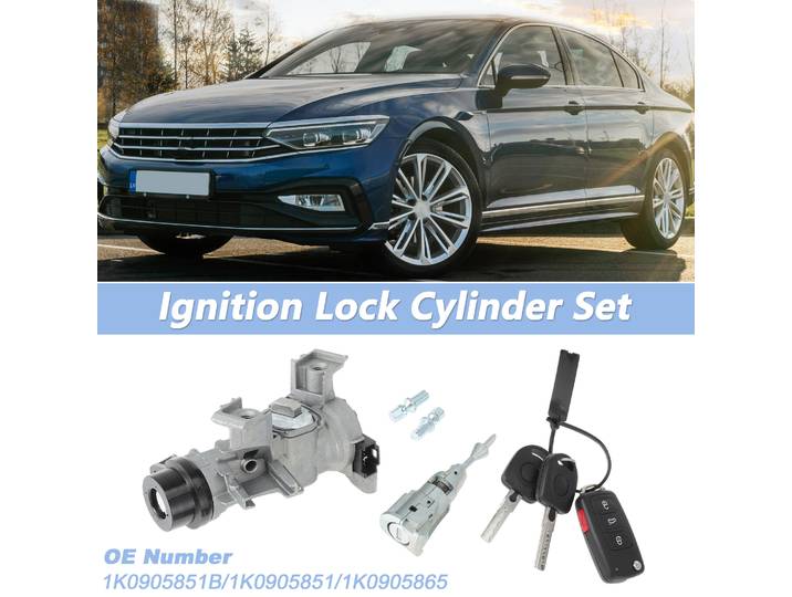 UXCELL No.1K0905851 Cylindre de serrure d'allumage et serrure de porte pour VW Passat avec clé à distance