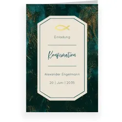 Konfirmation Einladungen in Türkis im Design "Goldener Anstrich" - Musterkarte