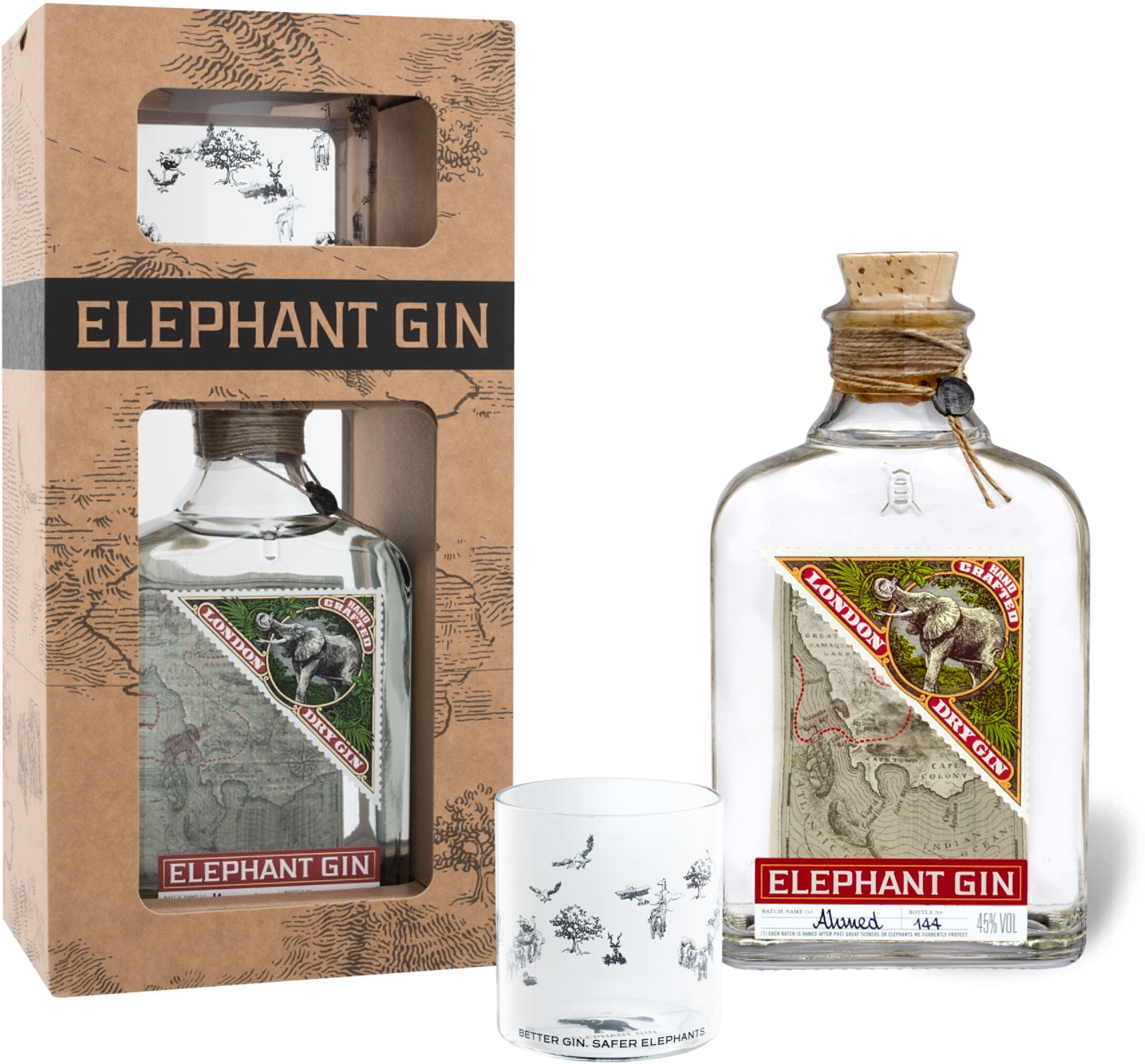 ELEPHANT GIN London Dry Gin mit Geschenkbox + Glas 45% Vol