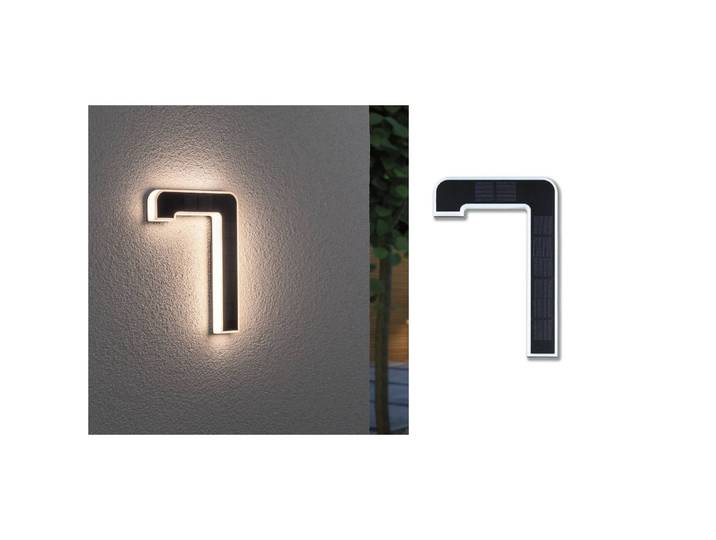 Paulmann LED-Solar-Hausnummer 7 Solar-Hausnummer, schwarz, Kunststoff, Modern