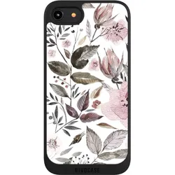 Nivocase Handyhülle für Apple iPhone 8 Hülle NIVOpure Case Schwarz Blumen Pastell Wasserfarbe (Apple iPhone 8), Smartphone Hülle, Schwarz