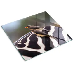 GLASPLATTE 60x52 cm Vögel und Zebras