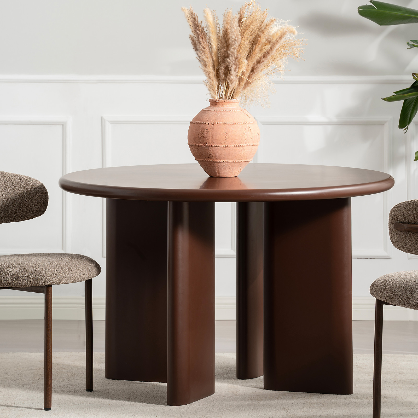 home24 Eettafel ARTAA, ronde eettafel, bruin, Ø 120 cm