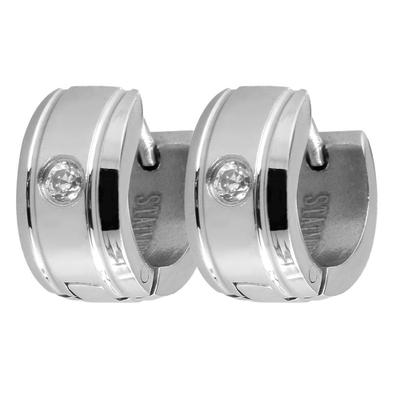 Klappcreolen ADELIA´S "Ohrringe – Klappcreole aus Edelstahl mit Strass Steinchen", Damen, Gr. Damen, Edelstahl, weiß, Ohrringe Klappcreolen, Geschenkidee: zeitlos und vielseitig