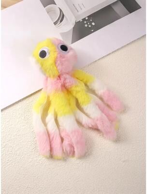 Inspire Select Adorable Octopus Plush Cat Toy Interactive Chew & Kick Teaser Wand Replacement Head yellow