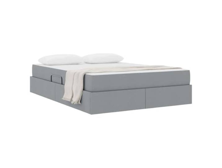 KTHLBRH Boxspringbett mit Matratze, Hellgrau, 140 x 190 cm Hydraulisches Heben, Gestell aus Metall, feste Latten, Kapazität 280 kg