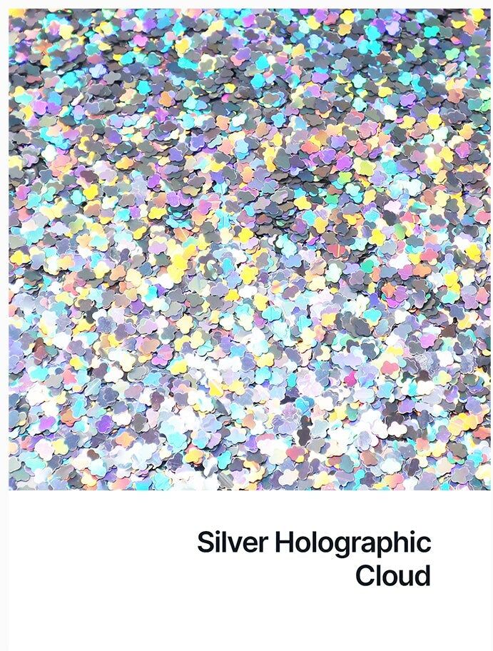 Hemway Shaped Craft Glitter   Cloud   Epoxy Resin, DIY, Tumbler, Decoration - Silver Holographic - Shaped 50g