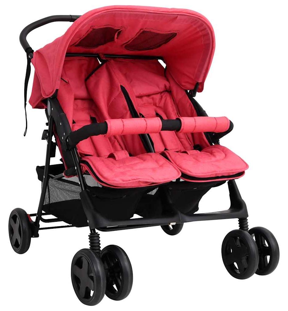 Zwillingswagen - Buggy für Zwillinge - Wagen für zwei Kinder - Tandem-Kinderwagen - Kinderwagen für zwei Kinder - Stahlrahmen