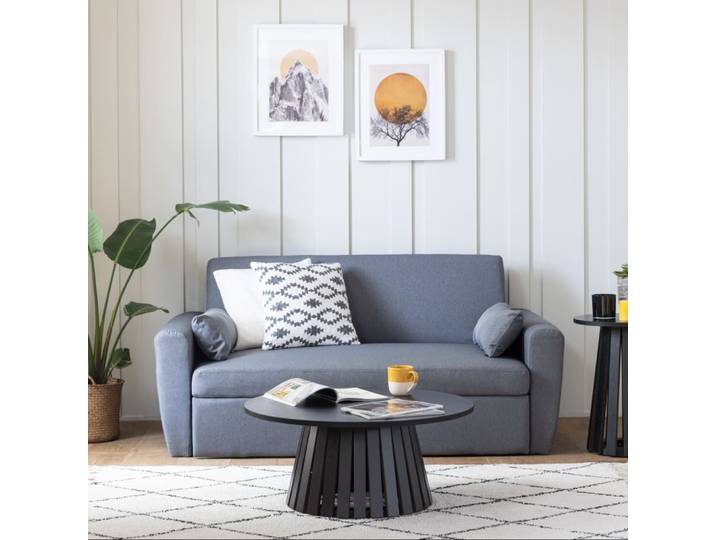 Table basse ronde style scandinave 80cm noire