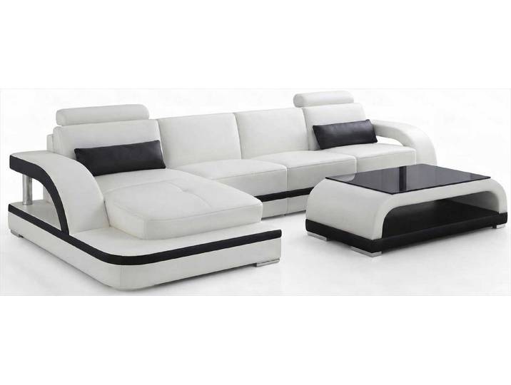 Xlmoebel Ecksofa Moderne Ecksofa Weiß Chaiselongue mit Couchtisch und Premium Design, 2 Teile, Special features