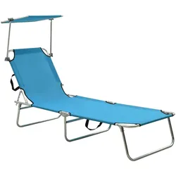 Helloshop26 - Sonnenliege Deckstuhl Sonnenbett Gartenbett Terrassenmöbel klappbare Gartenmöbel mit Sonnendach türkisfarbener und 02_0012815