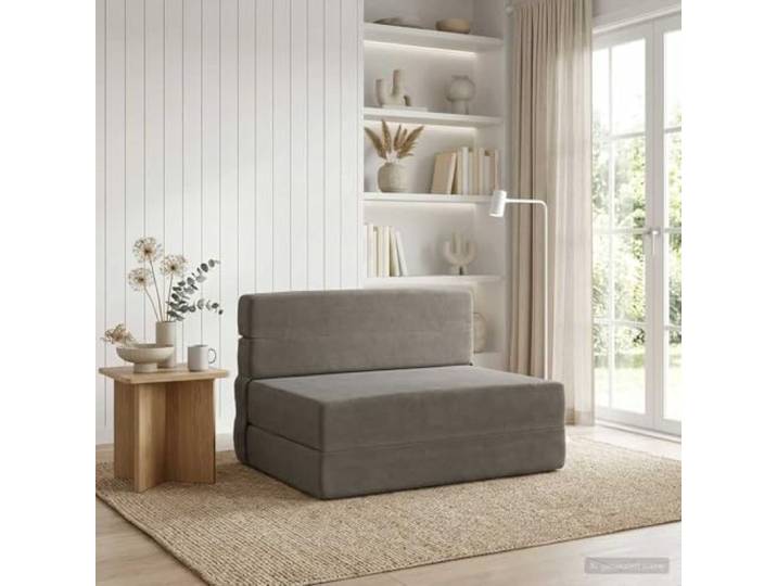 ZQQLVOO Klappsofa Bett Hellgrau 100x80x60 cm Stoff 100% Polyester, Atmungsaktiv, Abnehmbarer Waschbarer Bezug, 2-in-1 Sofa Matratze