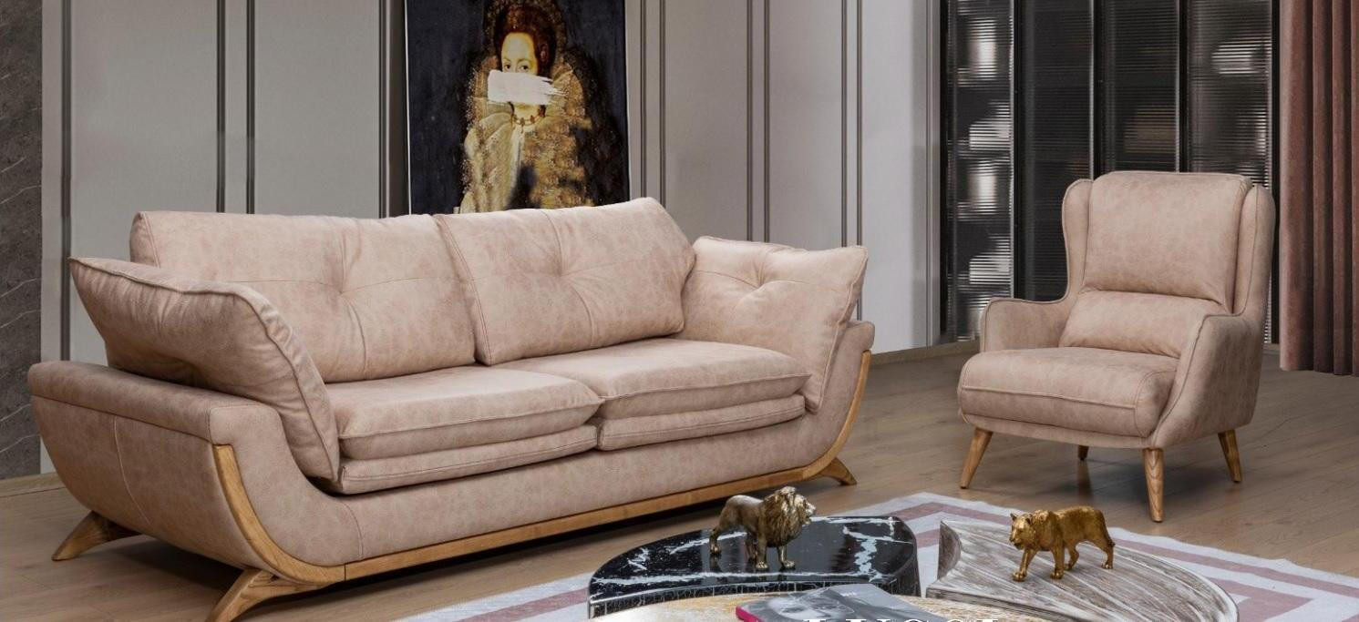Beige Luxus Designer Zithoekset 3+1 Modern Design Sofagarnituur