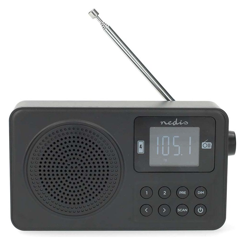 Nedis FM-Radio | Tragbare Ausführung | FM | Akkubetrieben / Stromversorgung über USB | Digital | 2 W (FM, Bluetooth) (RDFM2225BK)