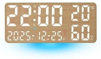 Uplift Picks Large Digital Wall Clock With 7 Color Mood Light And Dual Alarm yellow 35x15x2.8cm