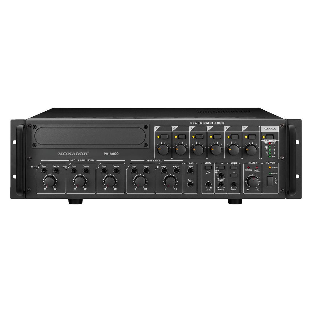 Monacor ELA-Verstärker PA-6600 600 W 6-Zonen (Verstärker) (PA-6600)
