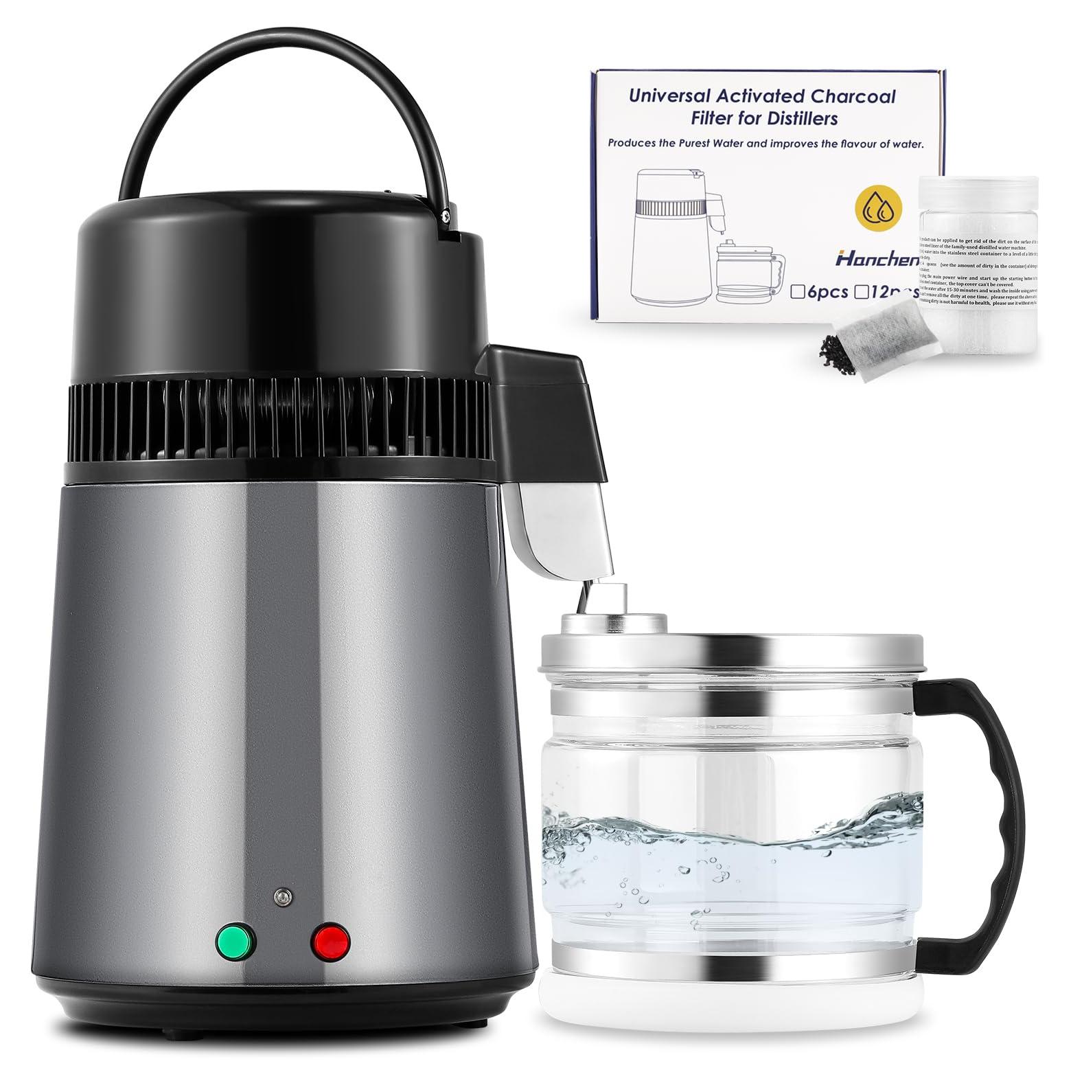 Wasserdestilliergerät 4L 750W Edelstahl Doppelknopf dunkelgrau