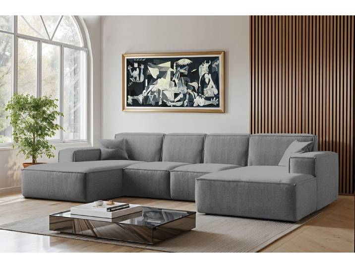 yourhouse24 Wohnlandschaft STELLA U-Form Couch, Seite universal, 5 Stoffarten
