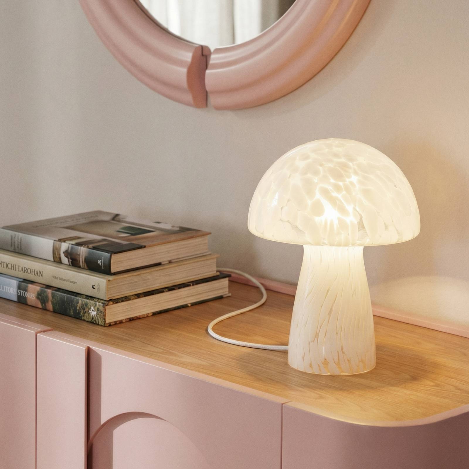 Tischlampe Hubi Lindby, weiß / opal, für Wohn- / Esszimmer, Glas, Modern