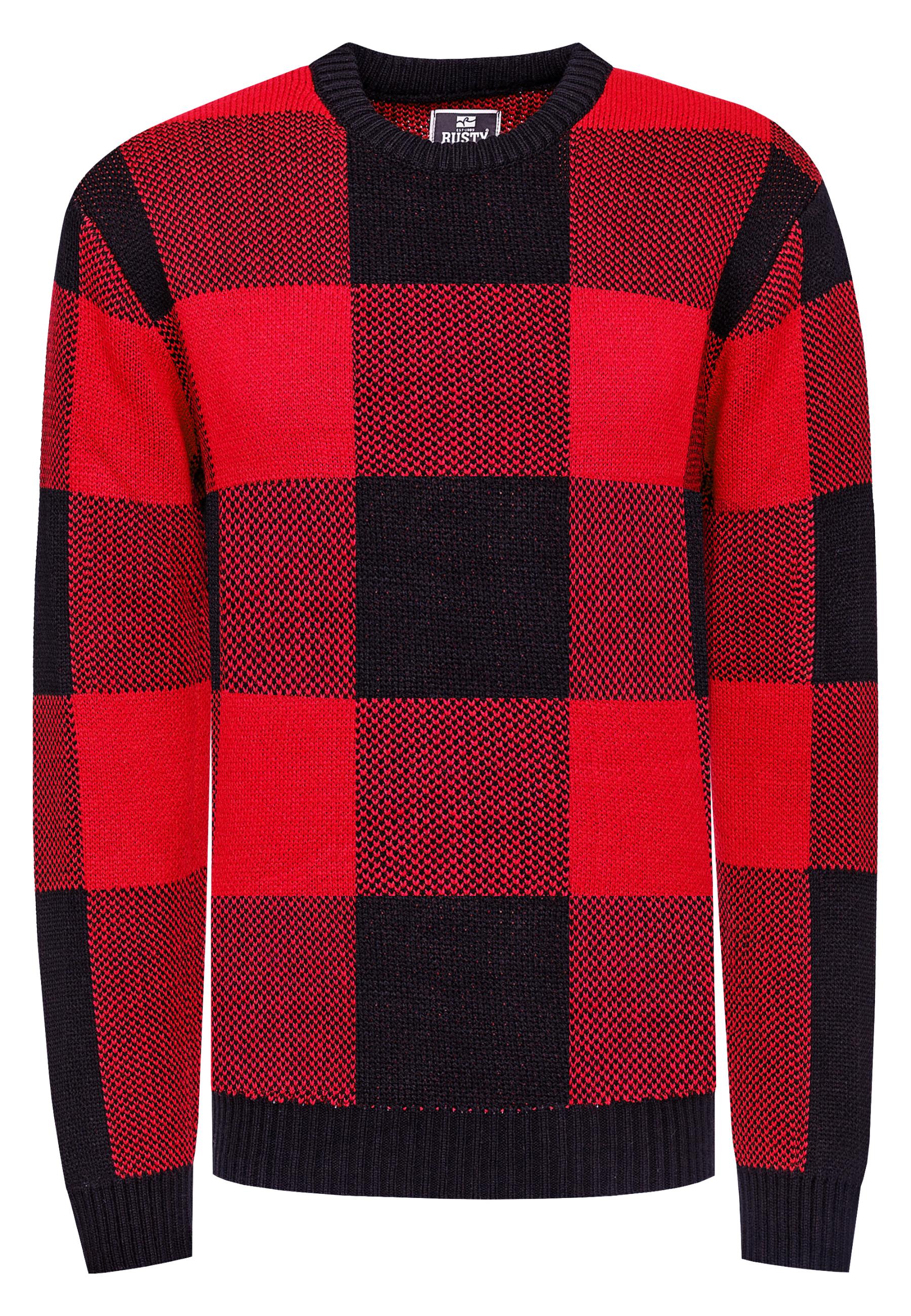 Schwerer Karo Kontrast Grobstrick Pullover