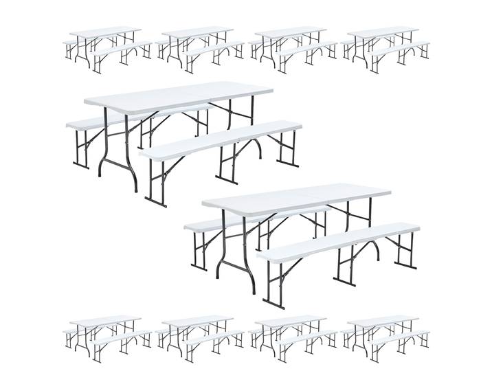 Klapptische und Bänke 180 cm - 10er-Set