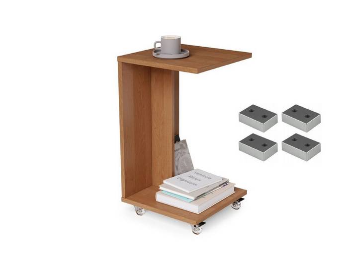 designimpex Beistelltisch Design Hugo Ecktisch Tisch Notebooktisch mit/ohne Rollen, tisch klein, ecktisch, rollbarer tisch, beistelltisch klein,homeoffice