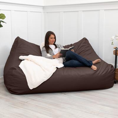 Jaxx Atrium Collection Lozia Loveseat - Large Bean Bag Sofa for Home Theaters, Offices, Schools & Receptions - Faux Leather