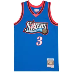 Mitchell & Ness, Herren, Sportshirt, Swingman Jersey Philadelphia 76ers TROPICAL Iverson - S (S), Blau, S