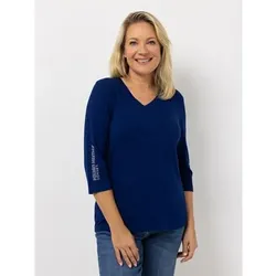 KILIAN KERNER SENSES Shirt, 3/4-Arm V-Ausschnitt Strass-Logo figurumspielend