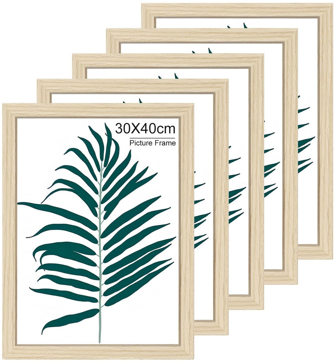 Dailygoods Set van 5 Fotolijsten - Natuurlijk Hout - 30x40 cm