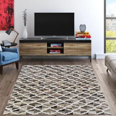 Dream Decor Rugs Vail Alester Brown Beige Geometric Handmade Area Rug