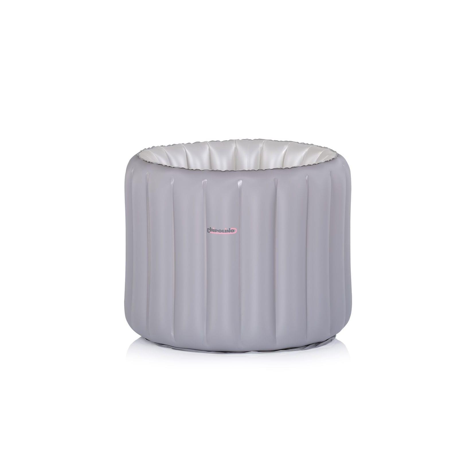 Chipolino Babybadewanne Bubble Nest aufblasbar, rund, Sitz, Pumpe, Badehilfe grau